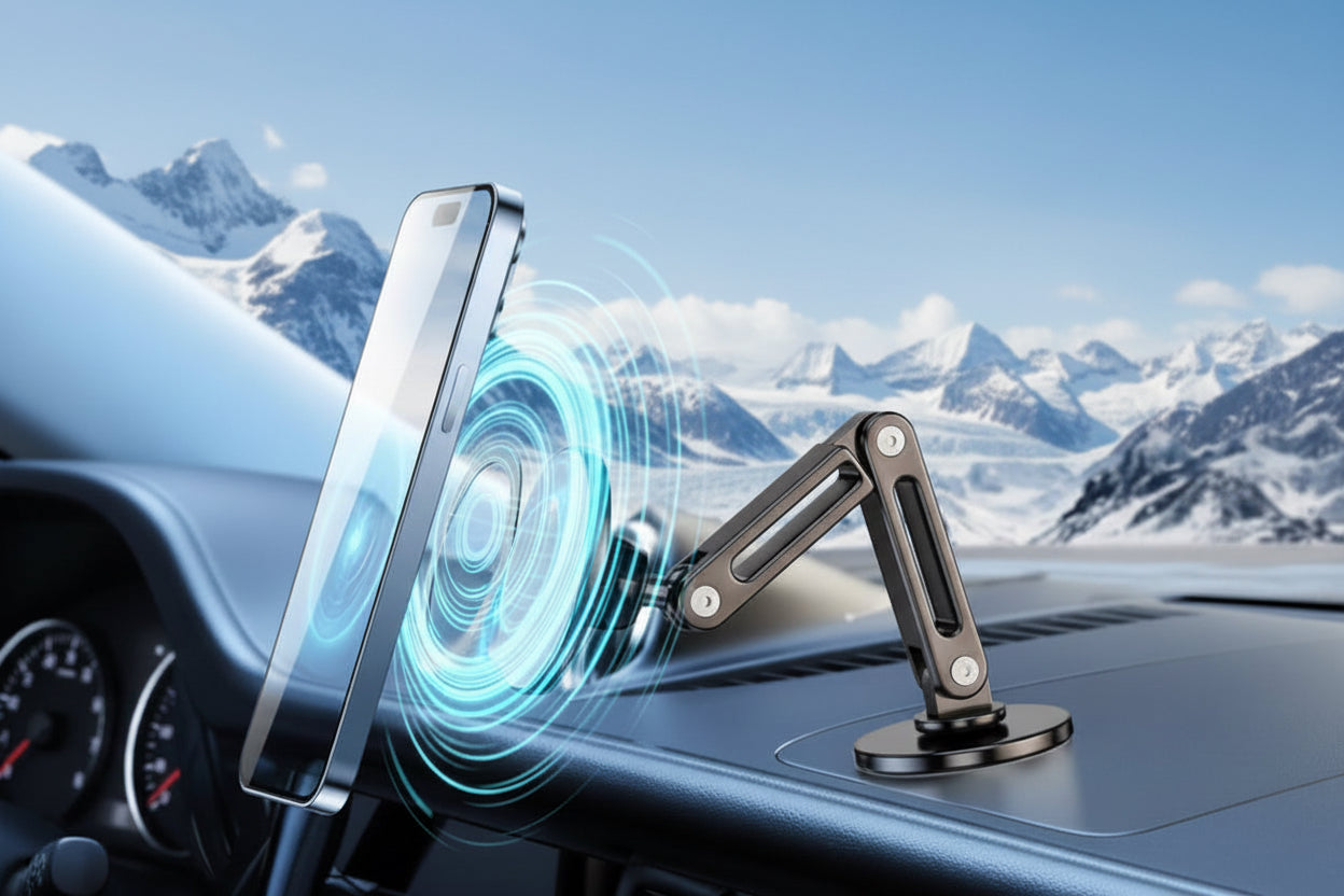 360° Magnetic Car Phone Holder – Heavy Duty Dashboard & Air Vent Mount (Strong Aluminum Grip)