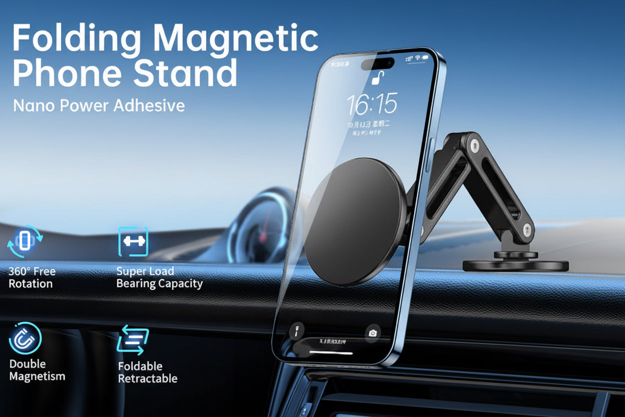 360° Magnetic Car Phone Holder – Heavy Duty Dashboard & Air Vent Mount (Strong Aluminum Grip)